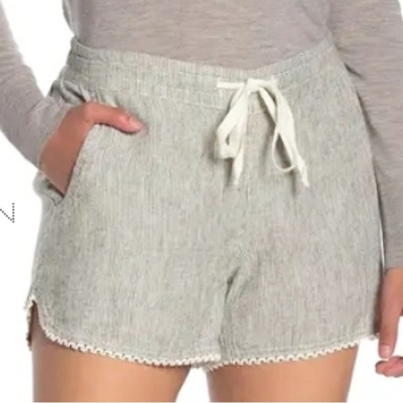 Caslon Linen Shorts Striped Lightweight Summer Shorts Crochet Trim Beachy XS - Picture 9 of 9